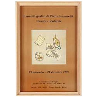 Mid-Century Modern Piero Fornasetti Exhibition Poster, Decorative Art, Framed