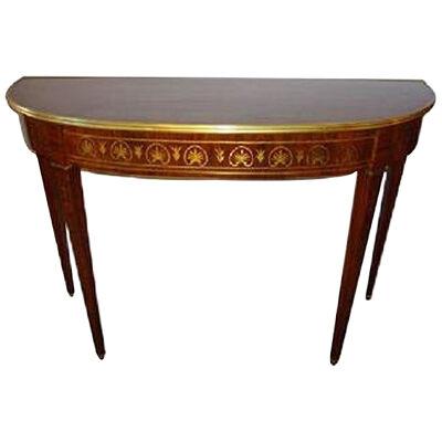 A Fine Boulle Inlaid Demi Lune Console Serving Table