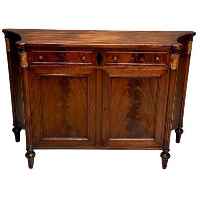 Louis XVI Style Flame Mahogany Buffet / Credenza, Inverted Sides, Giltwood