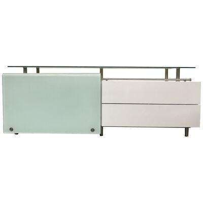 Mid Century Modern White Lacquered and Glass Console, Dresser or Sideboard