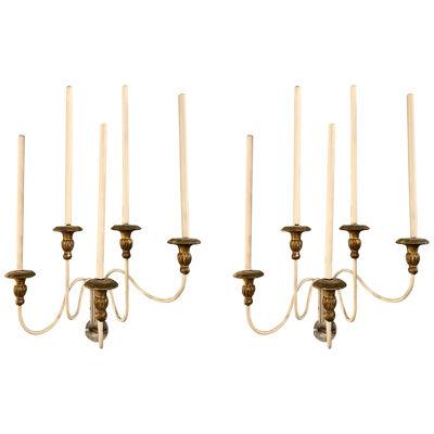 Pair of Hollywood Regency Maison Jansen Wall Sconces