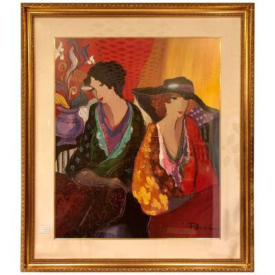 Lithograph by Patricia Govezensky of Two Woman Gilt Framed Signed