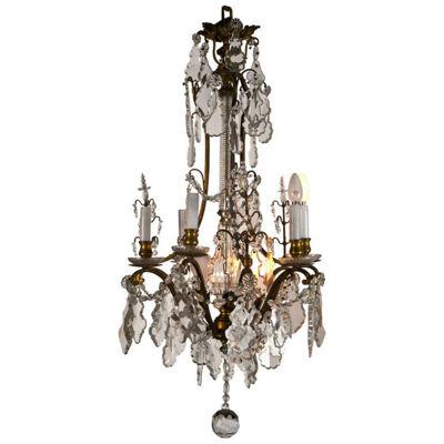 Late 19th Century Crystal and Bronze Chandelier