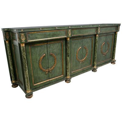 Monumental Italian Neoclassical Style Paint Decorated Marble-Top Console	