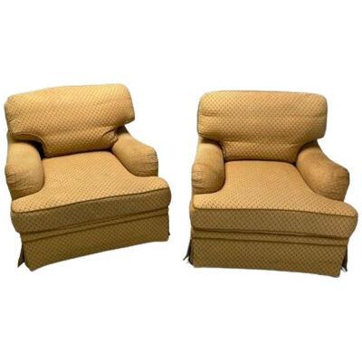 Baker, Traditional Style, Large Swivel Chairs, Beige Fabric, Re-Upholstery