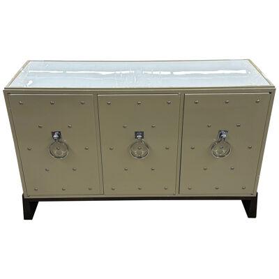 Tommi Parzinger, Mid-Century Modern, Studded Cabinet, Lacquer, Chrome, USA 1970s