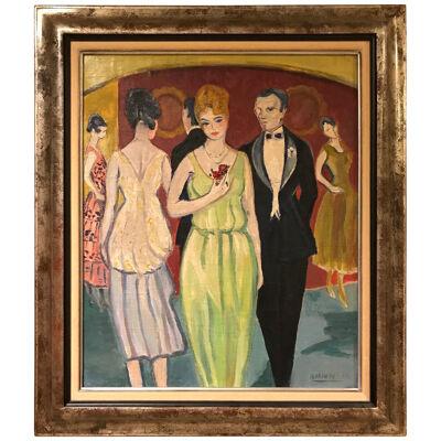 French Oil on Canvas by Rene Mendes of the Ballroom