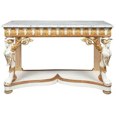 Italian Empire White Painted and Parcel-Gilt Console Table, circa 1825