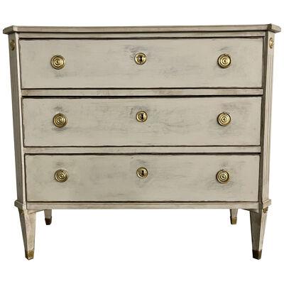 Swedish Paint Decorated Gustavian Chest / Commode, Bronze Mounted, 19th Century