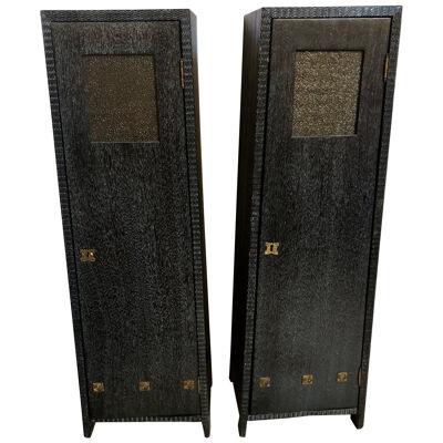 Pair of Art Deco Style Pedestal Cabinets Prov. Christies NYC