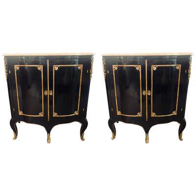 Two-Door Ebony Cabinets in the Manner of Maison Jansen, a Pair