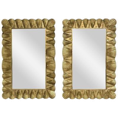 Contemporary, Wall Mirrors, Scallop Motif, Murano Glass, Gold Gilt, Italy, 2023