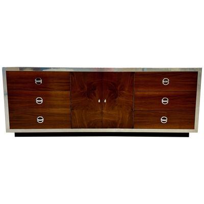 Mid-Century Modern Dresser / Sideboard by Milo Baughman, Chrome, Walnut