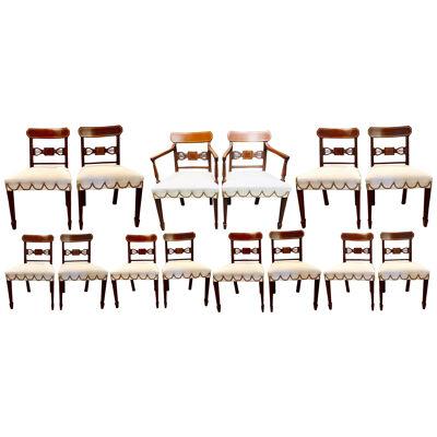 Set of Fourteen Period Sheridan Dining Chairs
