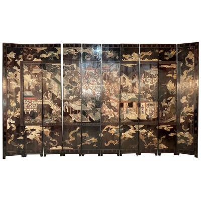 Mid-18th Century Chinese Coromandel Ten Fold Screen / Room Divider