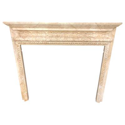 Swedish Painted and Distressed Decorated Fire Surround in Faux Marble Finish