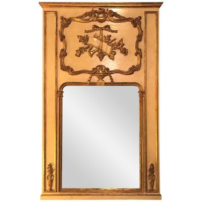 Louis XVI Style Painted & Parcel-Gilt Trumeau Console Mirror