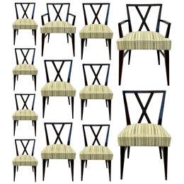Set of Twelve Mid-Century Fully Refinished Dining Chairs