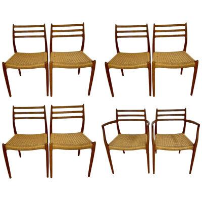 Set of 8 Mid-Century Modern Dining Chairs, Danish, Niels Moller, 1950s