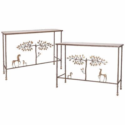 A Pair Of Giacometti Style Console Tables