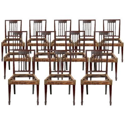 A Set Of TWELVE George III, Sheraton Period Dining Chairs