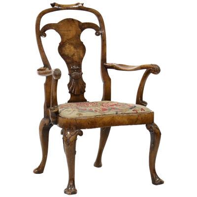 A Well Shaped George Ist Style Walnut Armchair.