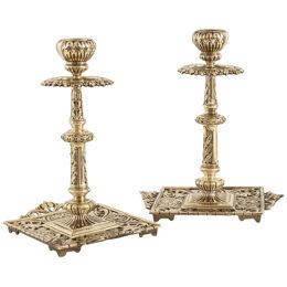 A Pair Of Quality 19th Century Brass Candlesticks