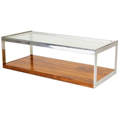 A Mid-Century Chrome & Rosewood Coffee Table