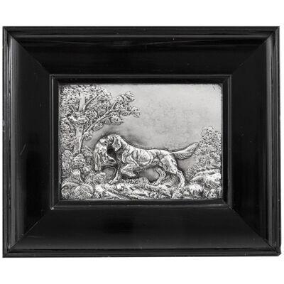 A 19th Century Silver Plated Relief Plaque Of A Hunting Dog