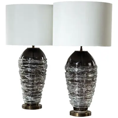 A Stylish Pair Of Contemporary Glass Lamps