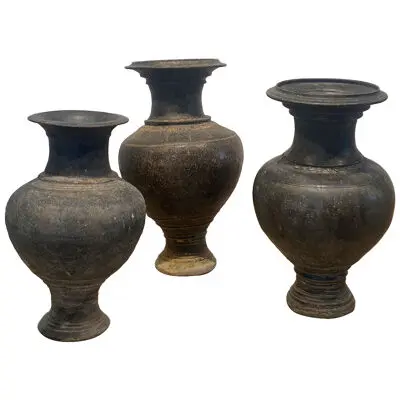 Set of 3 Khmer Vases