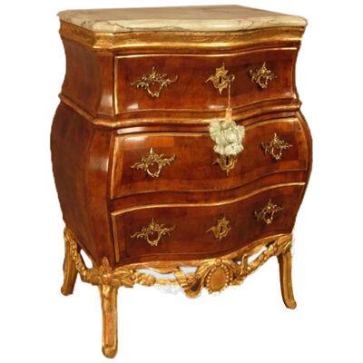 NORWEGIAN ROCOCO WALNUT AND PARCEL GILT COMMODE
