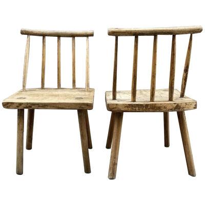 PAIR CHESTNUT RUSTIC SIDE CHAIRS