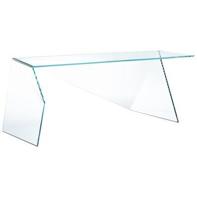 Executive Desk Writing Table Geometric Crystal Glass Transparent Origami Shape 