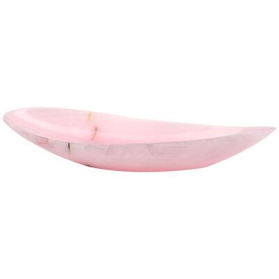  Decorative Pink Onyx Bowl Centerpiece Hand Carved Sculpture Marble Vase Italy