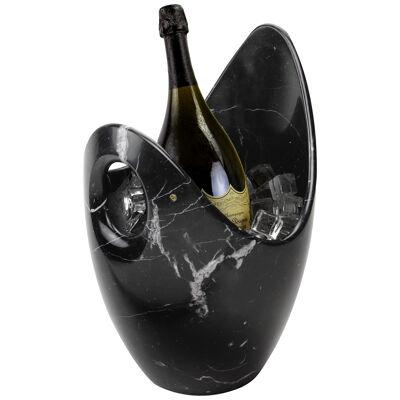 Champagne Bucket Glacette Wine Cooler Black Marquinia Marble Handmade Italy