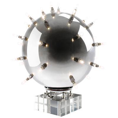 Decorative Table Lamp Mirror Steel Sphere Polished Sputnik Made in Italy