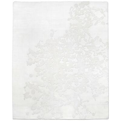 White Silk, Wool Rug India Hand Knotted Carpet Highest Quality Abstract Floral