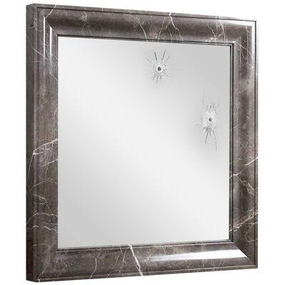 Wall or Console Decorative Mirror Square Frame in Grey Marble Made in Italy