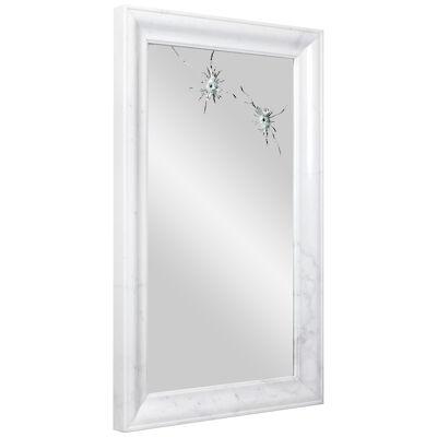 Wall Decorative Mirror Rectangular White Statuary Marble Frame Made in Italy