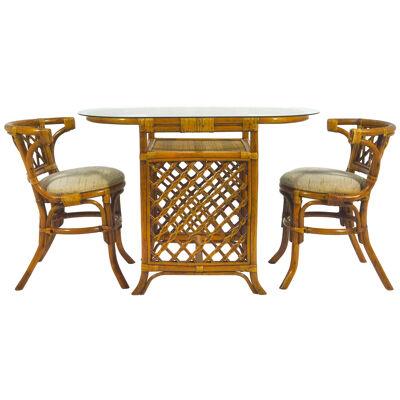 Rattan & Cane Table and Chair Set