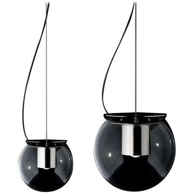 Joe Colombo Set of Two Suspension Lamps 'the Globe' Nickel by Oluce