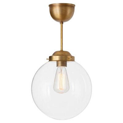 Konsthantverk Pendant Globe Raw Brass Clear Glass Ceiling Lamp