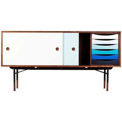 Finn Juhl Sideboard in Wood and Cold Colors Whit Unit Tray