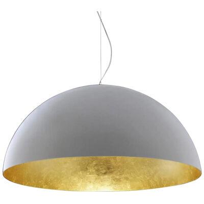 Vico Magistretti Suspension Lamp 'Sonora' White Outside and Gold Inside by Oluce