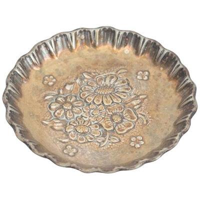 Early 20th Century French Floral Metal Ashtray