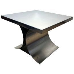Curved Sofa Table, Stainless Steel, France, 1970