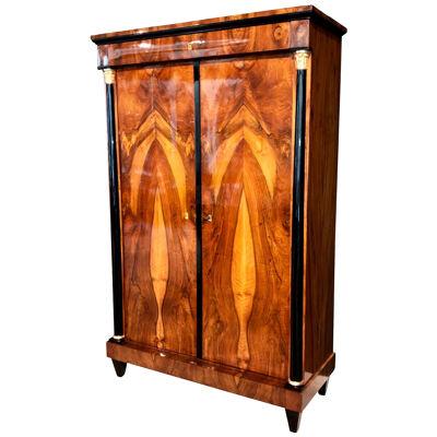 Neoclassical Armoire, Walnut Veneer, Gold-Plate, South Germany, circa 1810s