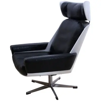 Space Age Lounge Chair, White Lacquer, Leather, Reptile Look, Germany, 1970s