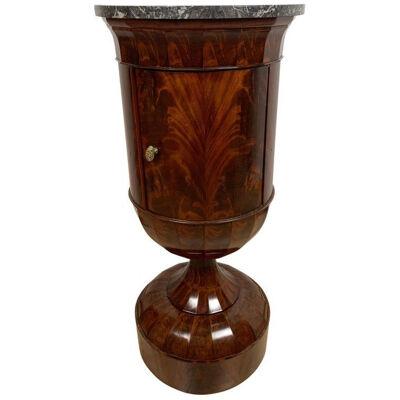 French Restauration Drum Cabinet, Vase Shaped, Mahogany, Marble, Circa 1830